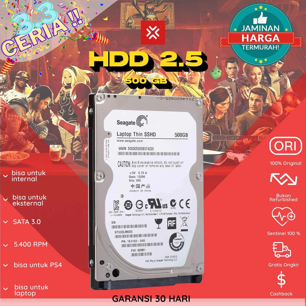 TERMURAH !! HDD Hard Drive Disk 2.5 " Inch Mobile PS4 Laptop 500 GB