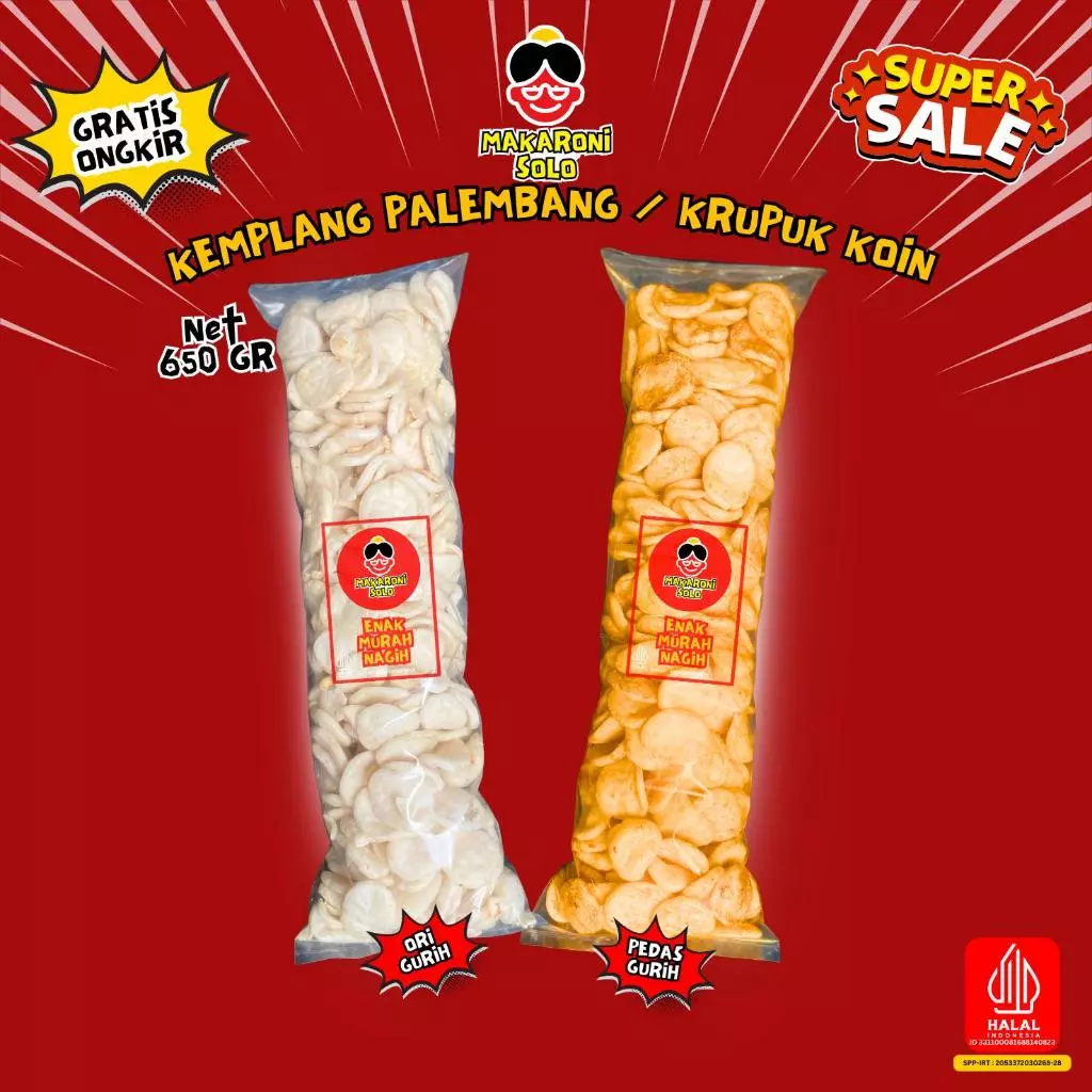 1 BALL KERUPUK KEMPLANG PALEMBANG KRUPUK KOIN CEMILAN ENAK PEDAS GURIH