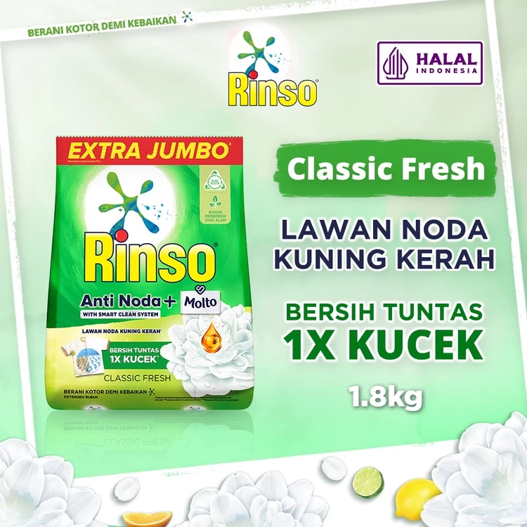 Rinso Molto Deterjen Bubuk Anti Noda Classic Fresh 1.8kg