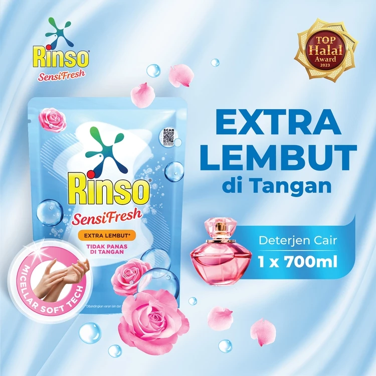 Rinso SensiFresh Detergent Cair Deterjen Extra Lembut Micellar Soft 700 ML