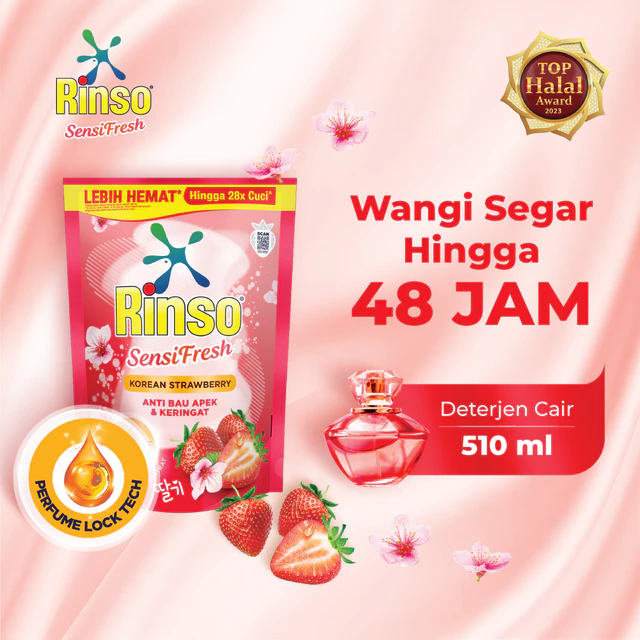 Rinso Molto Detergent Cair Deterjen Anti Noda Korean Strawberry 510 mL