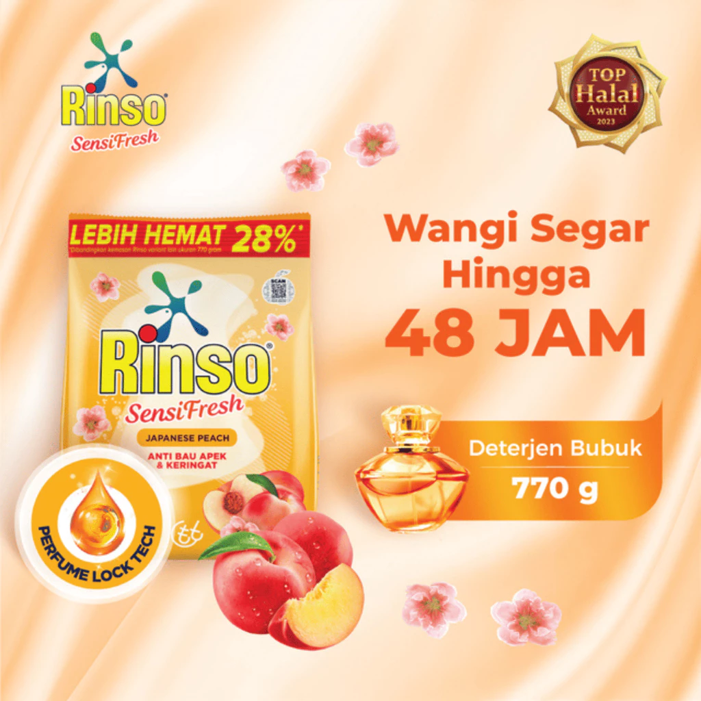 Rinso Molto Detergent Bubuk Deterjen Anti Noda Japanese Peach 770 g