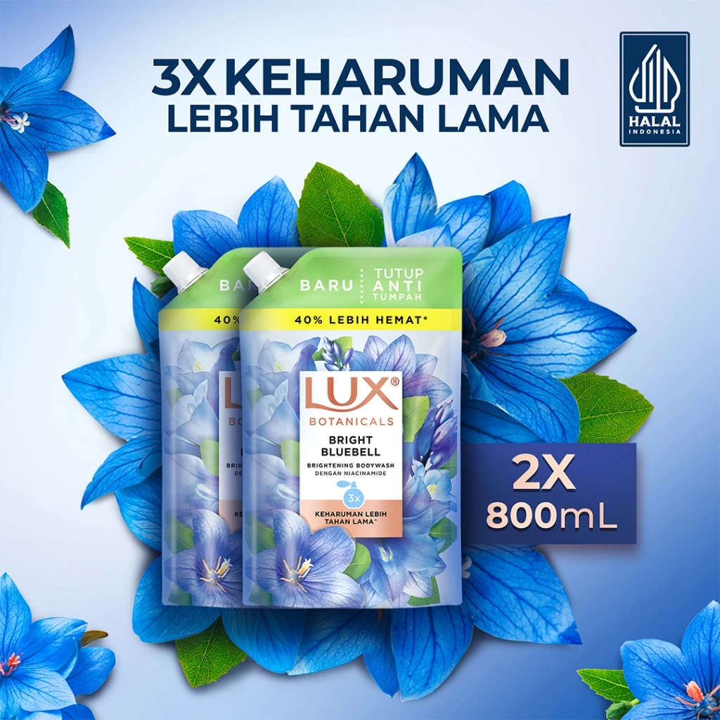 Lux BOTANICALS Sabun Mandi Cair Bright Bluebell 800 mL x2