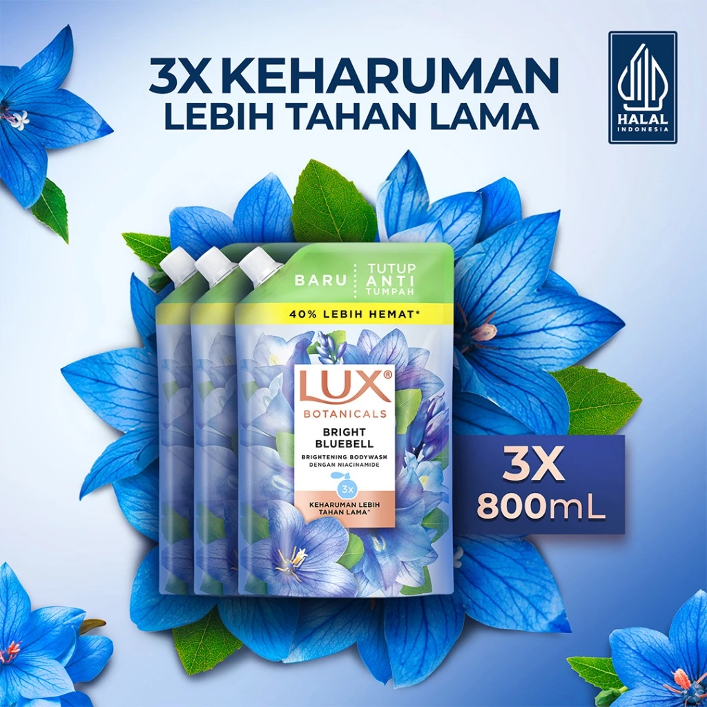 Lux Botanicals Sabun Mandi Cair Bright Bluebell 800 mL x3