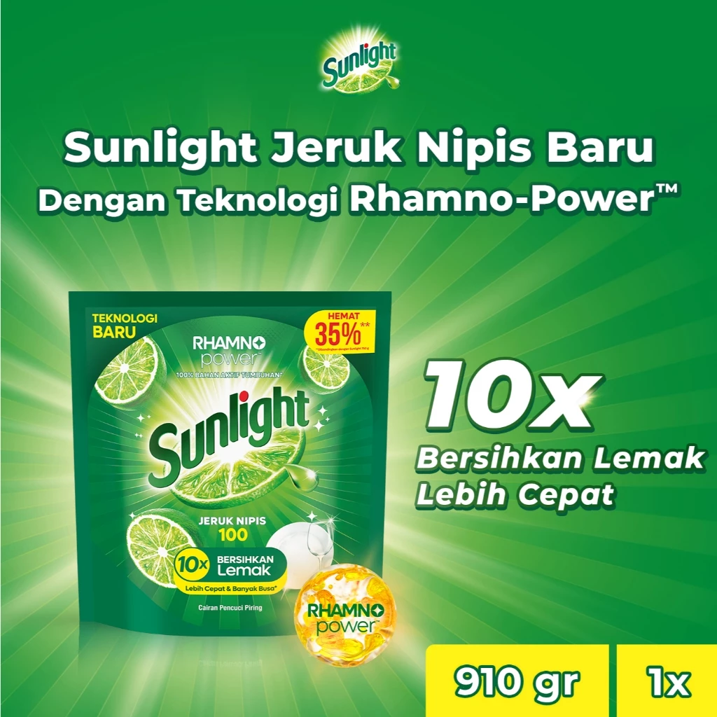 Sunlight Sabun Cuci Piring Jeruk Nipis Refill 910GR