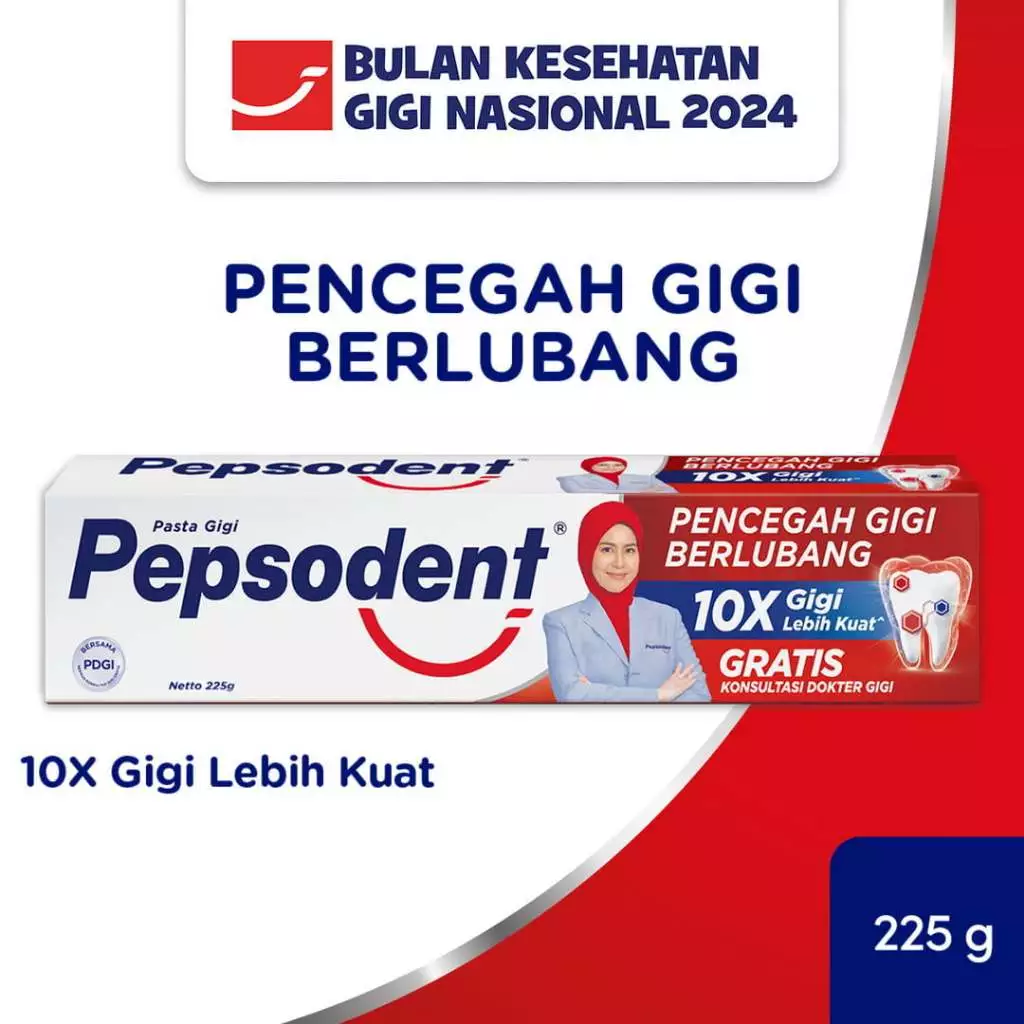 Pepsodent Pasta Gigi Pencegah Gigi Berlubang Anti-cavity Toothpaste Dgn MikroKalsium 225g
