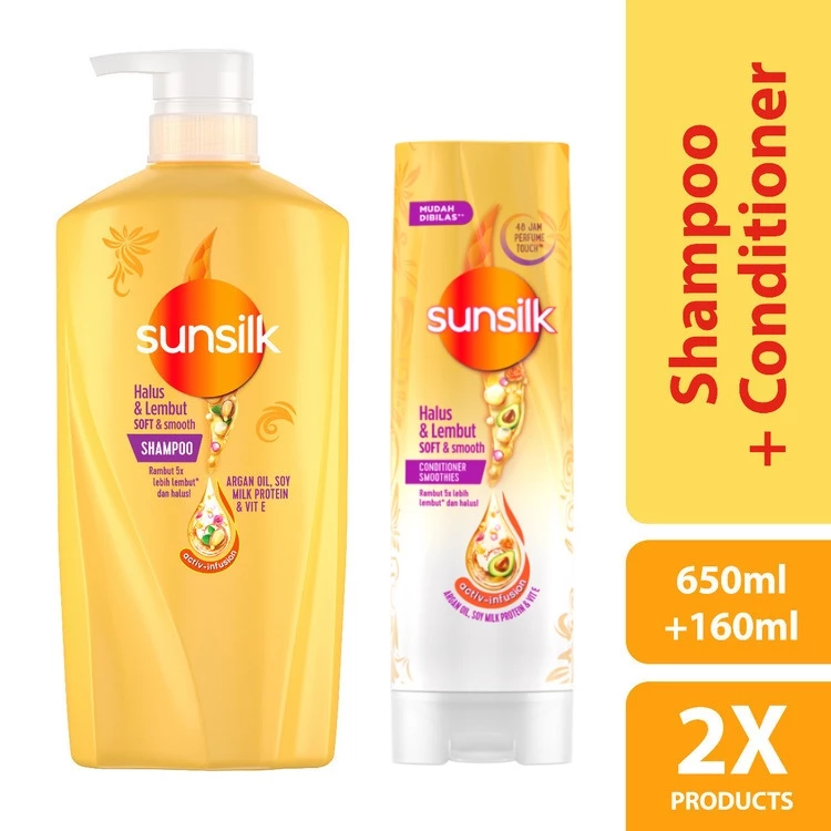 Buy 1 Sunsilk Soft & Smooth Argan oil Shampoo 650ml & 1 Sunsilk Soft & Smooth Conditioner 160ml