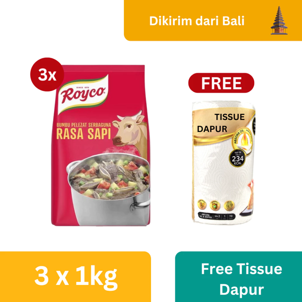 Royco Sapi 1Kg (X3) + Free Gift - Tissue Dapur [Kirim dari Bali]