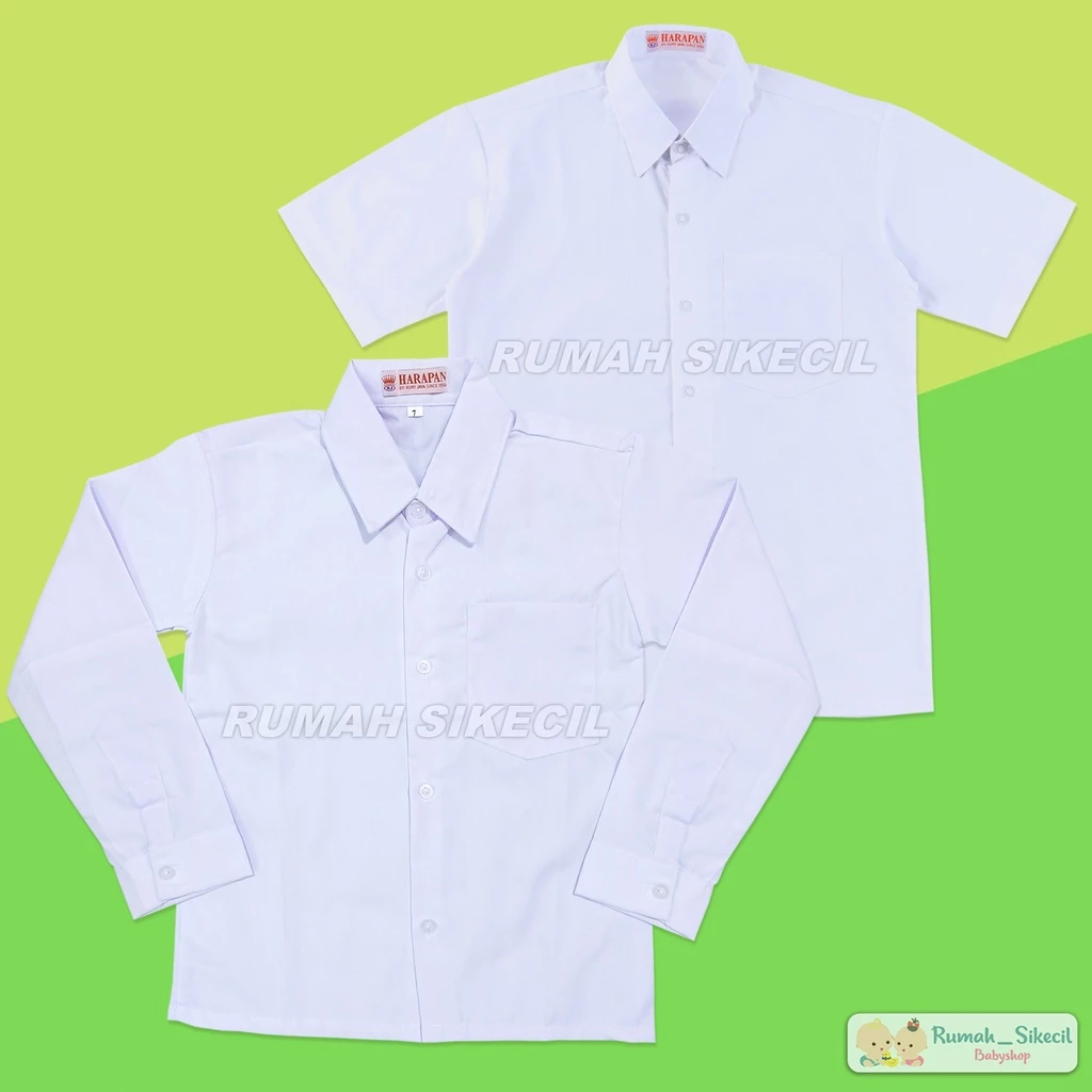 Baju Seragam Sekolah Kemeja Putih Polos Lengan Pendek Panjang Kemeja SD SMP SMA Kerja Putih Polos
