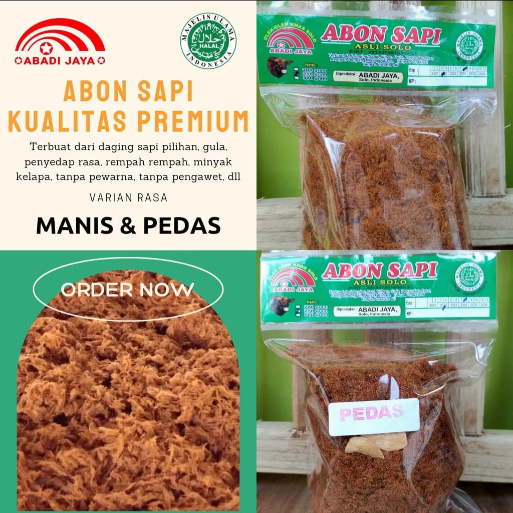 Abon Sapi 100% Daging Asli | 100 gram | Abon Sapi Solo Manis dan Pedas