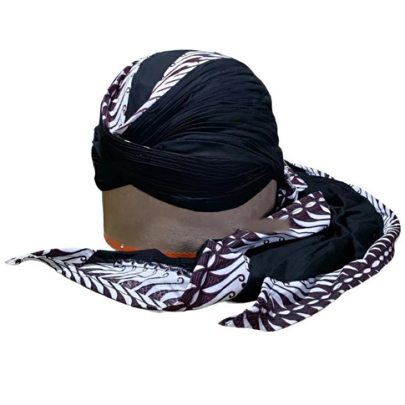 Blangkon jogja lipat motif samurai putih ekor sliwir batik || blangkon adat jawa || blangkon dewasa jogja