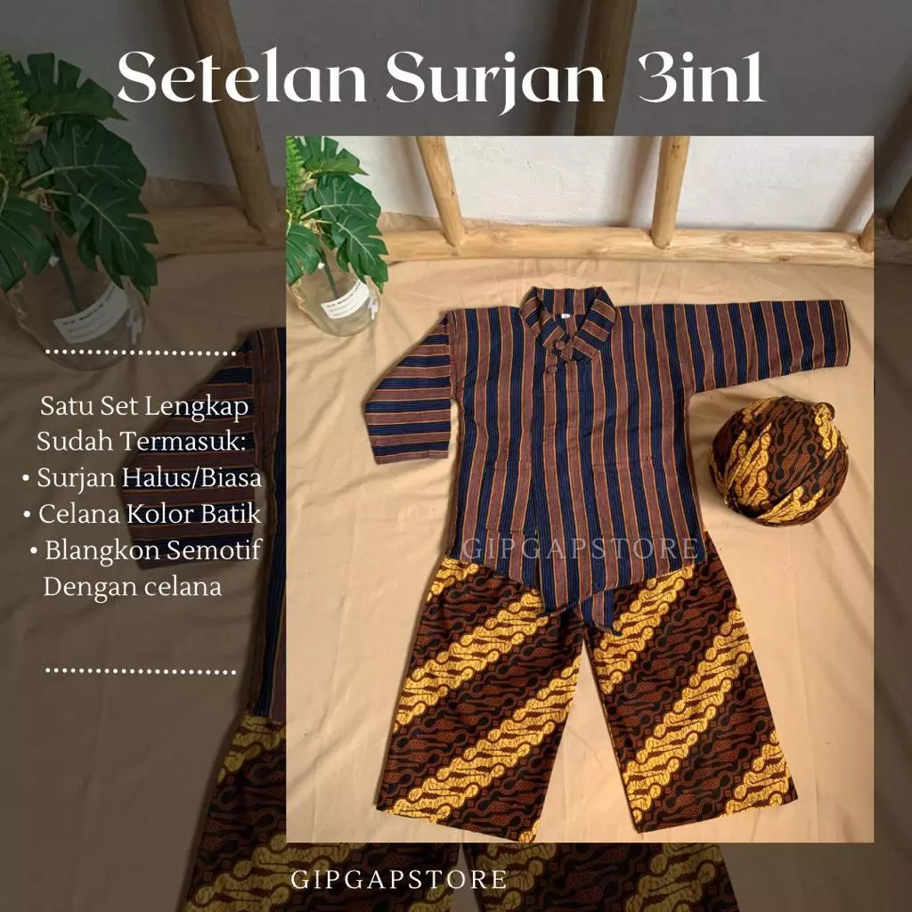 Setelan Surjan Lurik Anak Laki Laki/Baju Tedak Sinten Khas Jawa