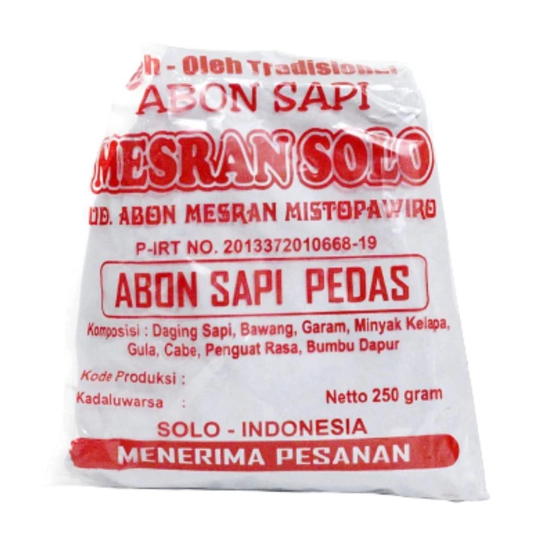 Abon Sapi Pedas Mesran 250 Gr Halal Khas Solo