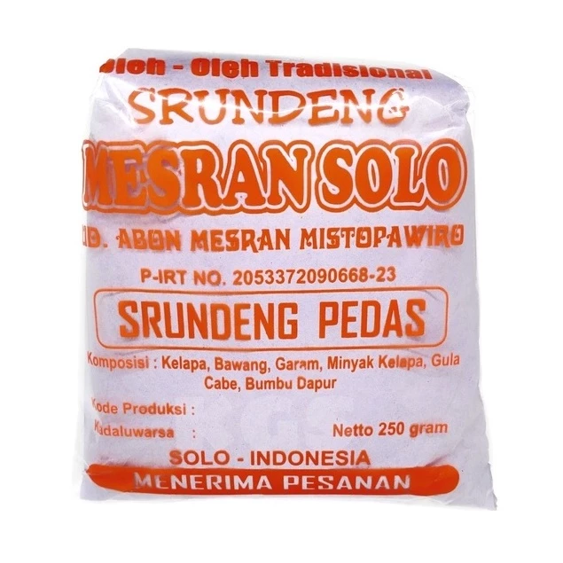 SERUNDENG SRUNDENG MESRAN SOLO PEDAS MANIS 250 Gr KHAS SOLO