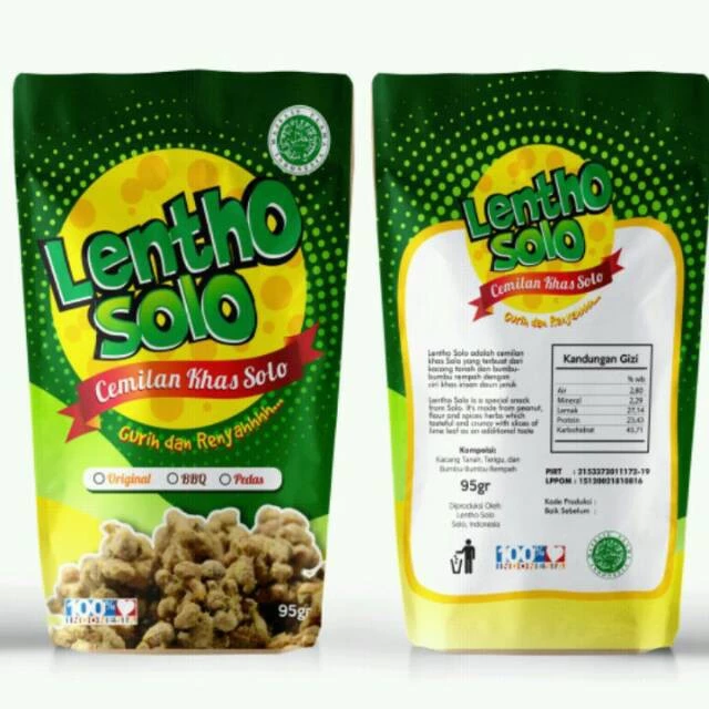LENTHO SOLO CEMILAN KACANG TANAH 95GR ORIGINAL BBQ PEDAS KHAS SOLO