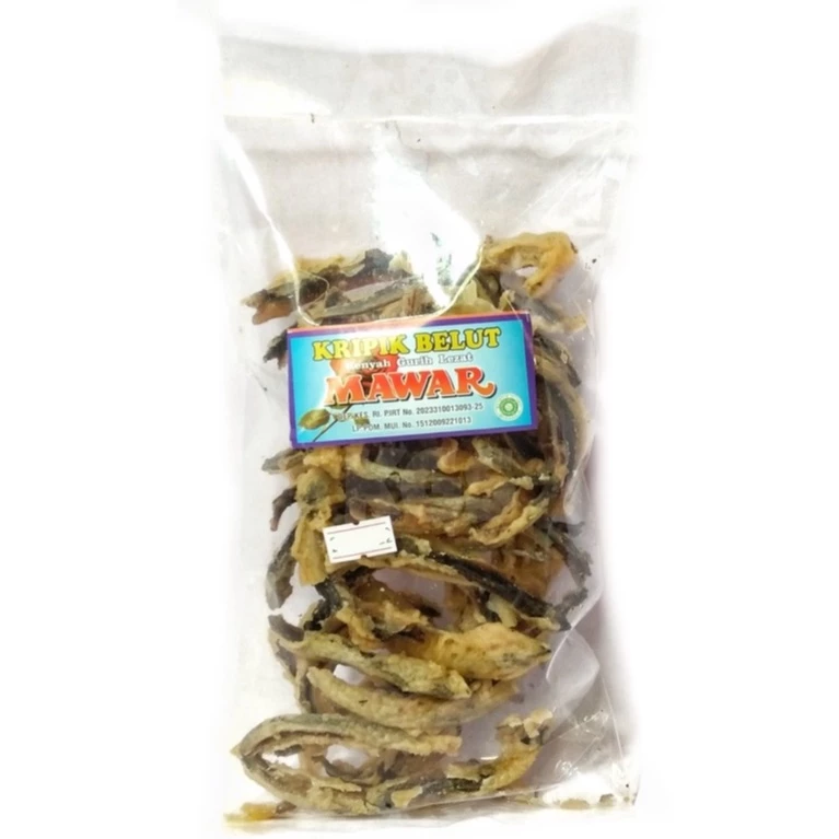 Keripik Belut 150gr Kripik Ikan Belut Enak Dan Gurih Mawar Khas Solo