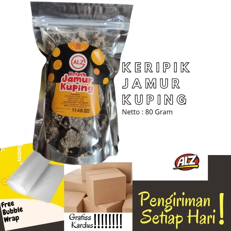 Kripik / Keripik Jamur Kuping ALZ 80 Gram Oleh - oleh Makanan Cemilan Khas Kebun Teh Kemuning Karanganyar / Solo