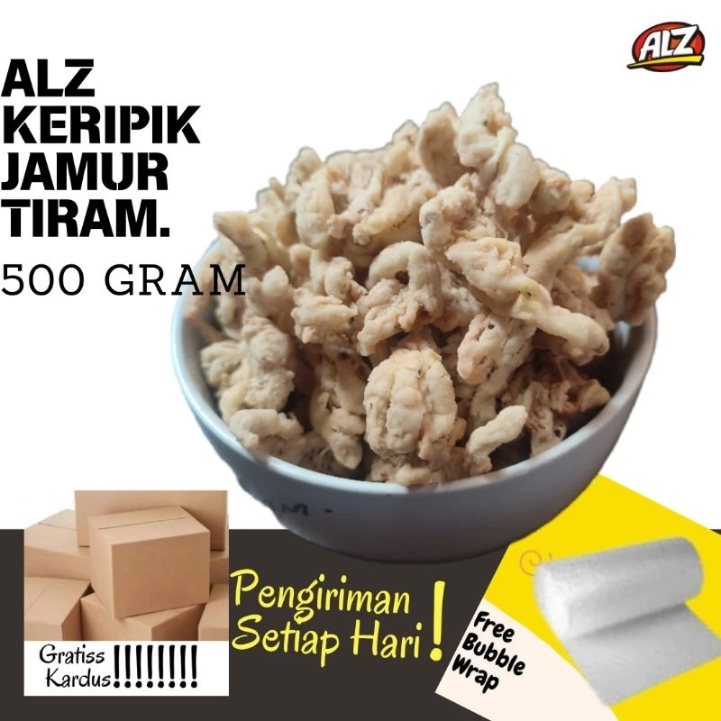 Keripik  Kripik Jamur Tiram ALZ  500 Gr Oleh oleh Khas Kebun Teh Kemuning Karanganyar  Solo