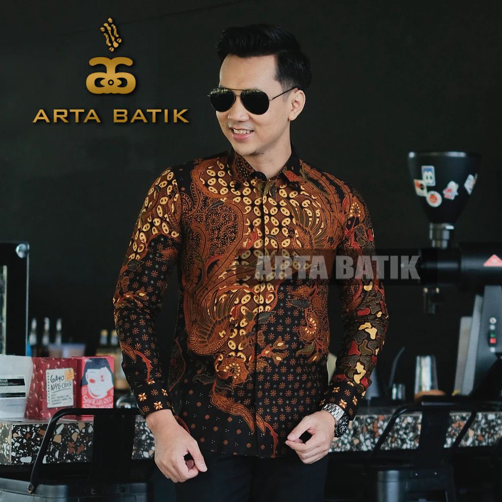 Manuk Gandrung Baju Batik Bahan Katun Premium Lengan Panjang Pria Modern Asli Solo Sragen Lapis Furing Slimfit Casual Formal Seragam Kerja Kantor Kondangan Motif Terbaru Kode AB1005PJ Arta Galeri