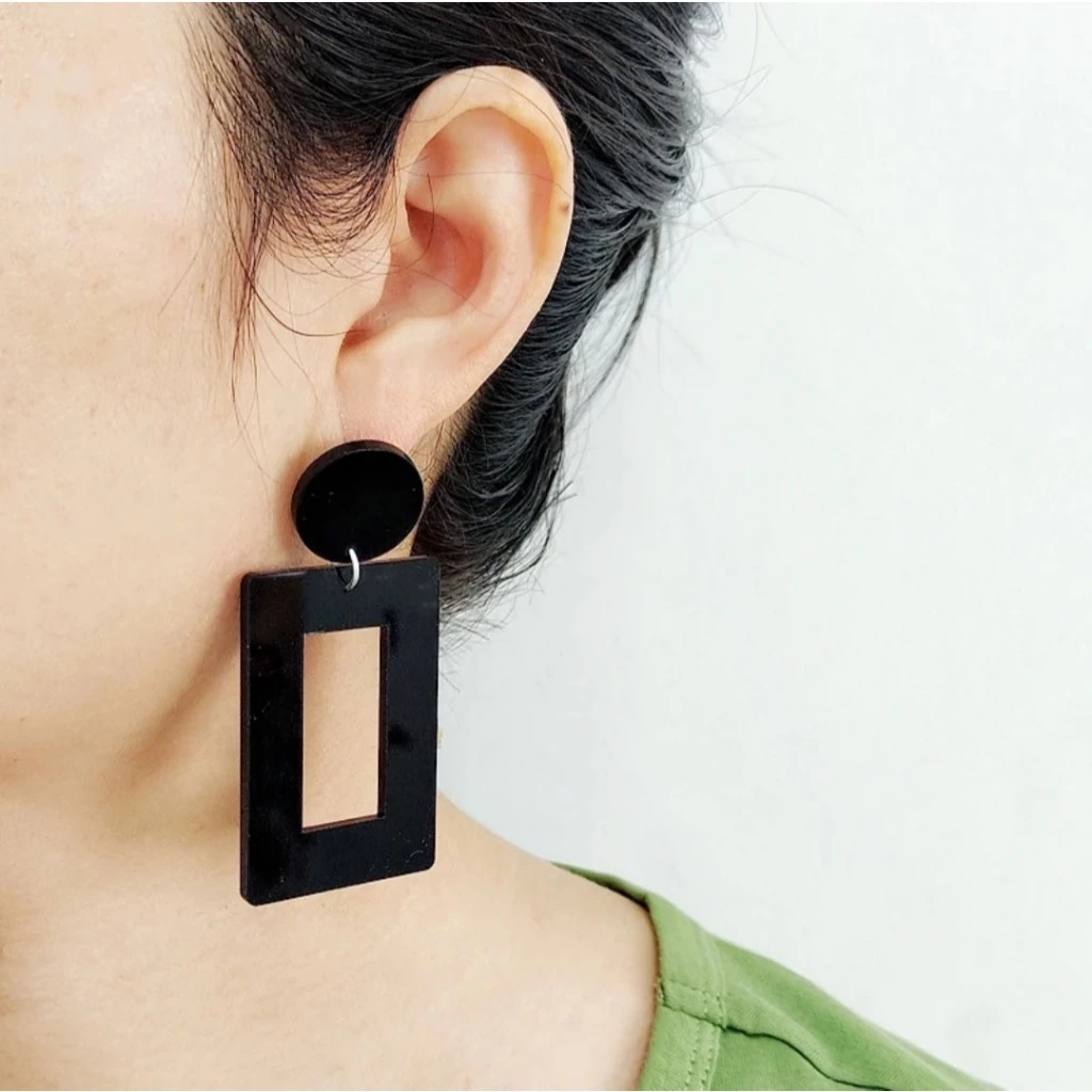 Anting tusuk wanita korean style model kotak panjang 596