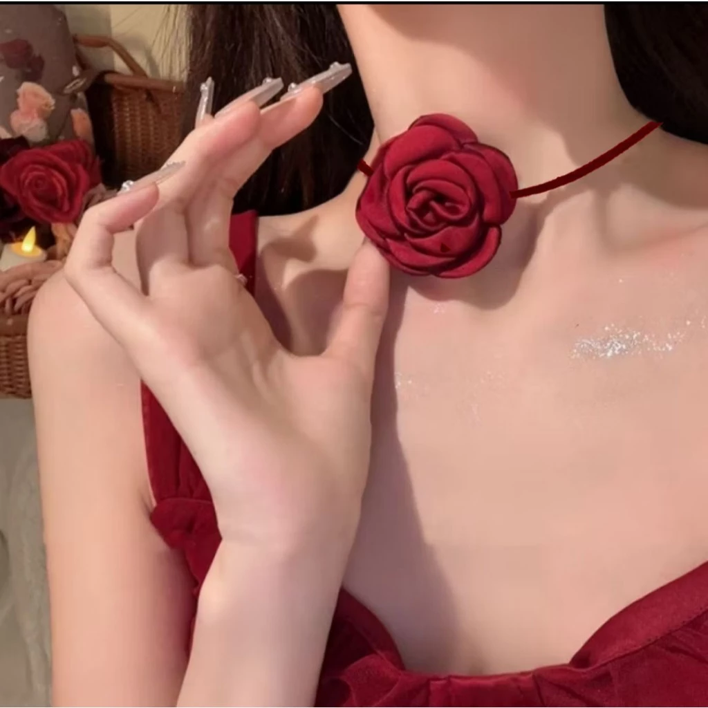 Kalung choker kalung Fashion kalung wanita model bunga rose 657